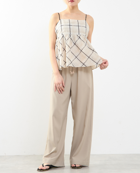 【A_/エース】ゴム仕様＆ドローコード付きリラックス ストライプパンツ 詳細画像 ベージュ 5