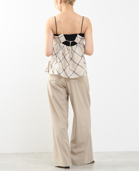 【A_/エース】ゴム仕様＆ドローコード付きリラックス ストライプパンツ 詳細画像 ベージュ 8