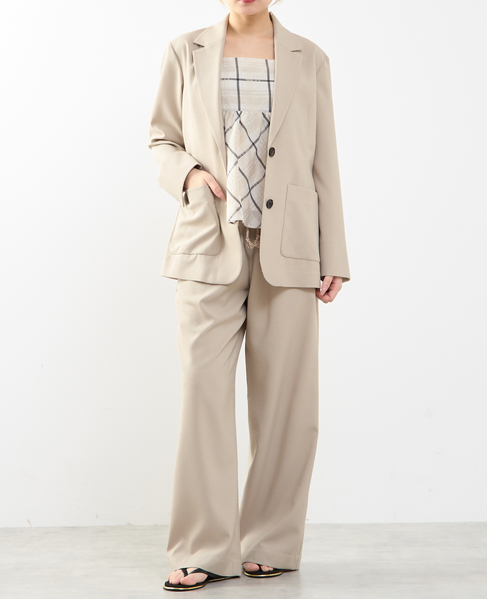 【A_/エース】ゴム仕様＆ドローコード付きリラックス ストライプパンツ 詳細画像 ベージュ 9