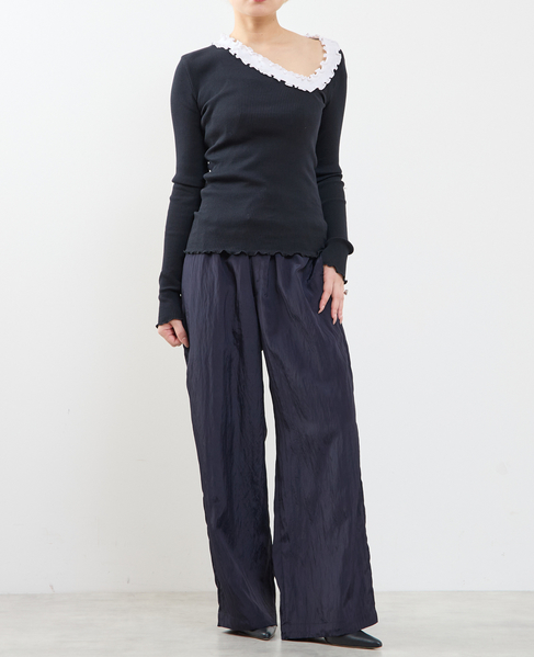 2枚穿いてる風イージーパンツ 詳細画像 ネイビー 10