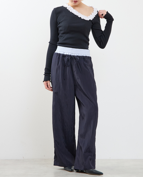 2枚穿いてる風イージーパンツ 詳細画像 ネイビー 4