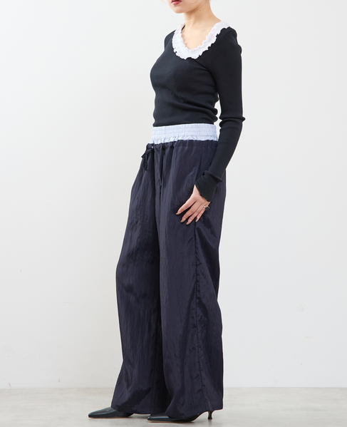 2枚穿いてる風イージーパンツ 詳細画像 ネイビー 6