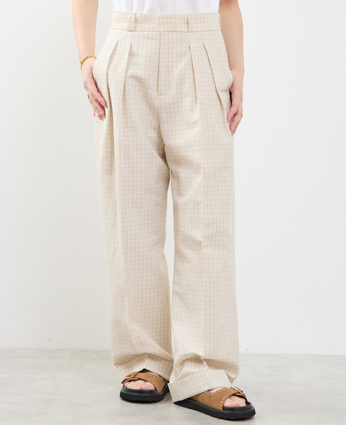 【A_ /エース】ダブルヘム 2タックパンツ 詳細画像 ベージュ系その他 1