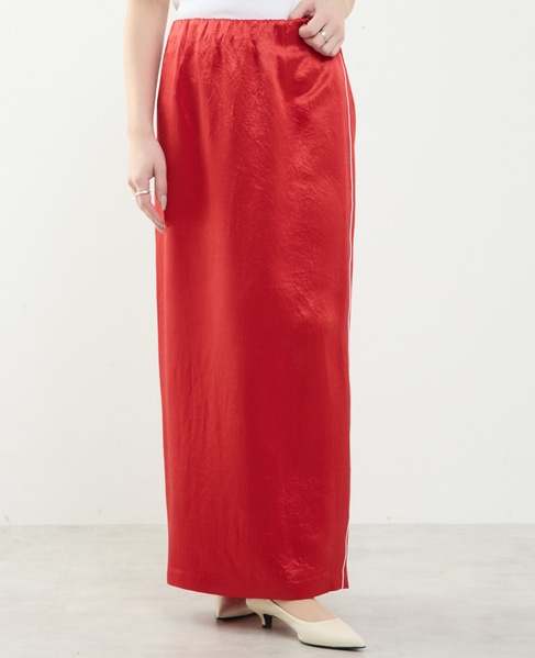 上品な光沢感のIラインスカート 詳細画像 レッド 1