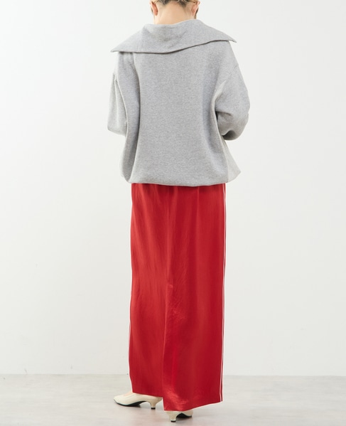 上品な光沢感のIラインスカート 詳細画像 レッド 10