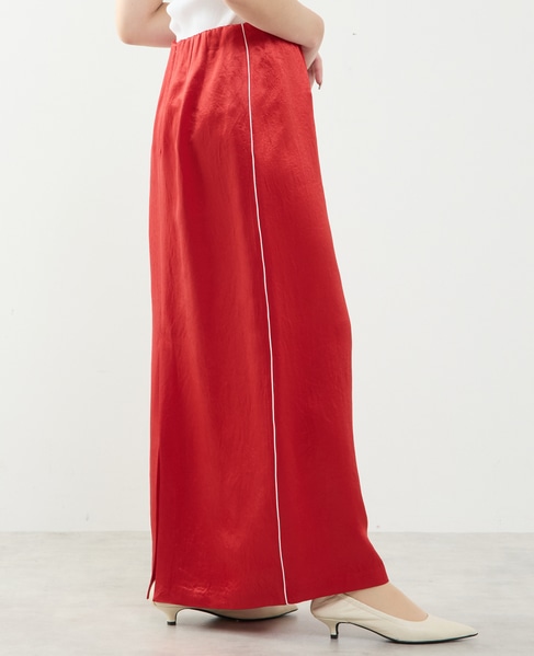 上品な光沢感のIラインスカート 詳細画像 レッド 3