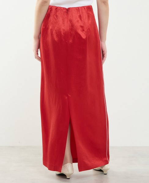 上品な光沢感のIラインスカート 詳細画像 レッド 5