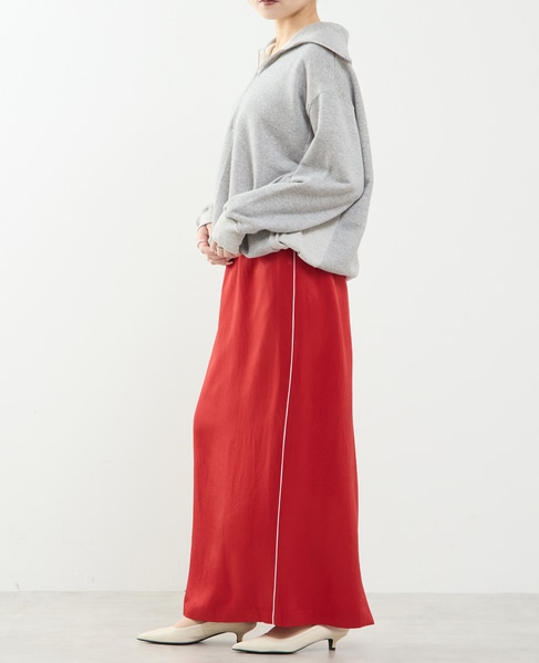 上品な光沢感のIラインスカート 詳細画像 レッド 7