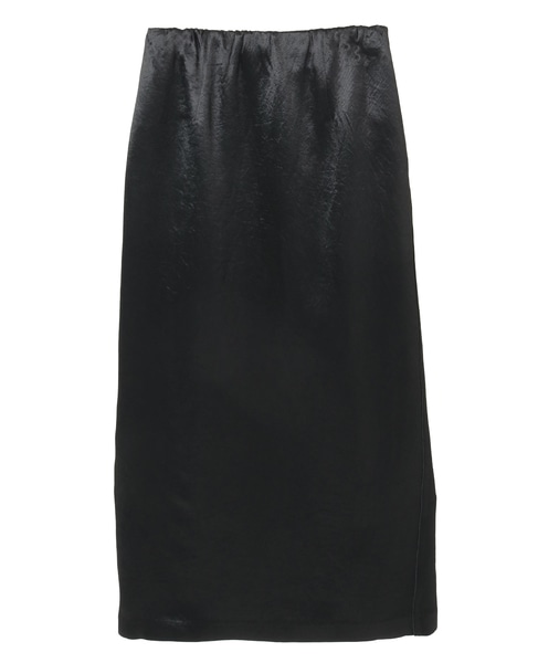 上品な光沢感のIラインスカート 詳細画像 ブラック 9