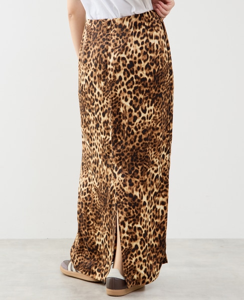 上品な光沢感のIラインスカート 詳細画像 レオパード 3