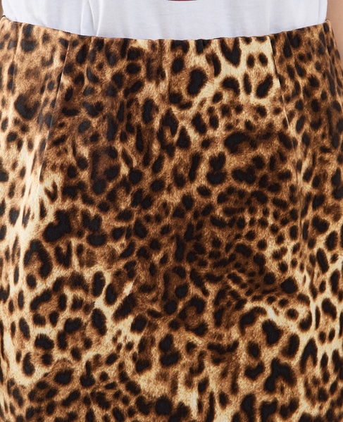 上品な光沢感のIラインスカート 詳細画像 レオパード 8