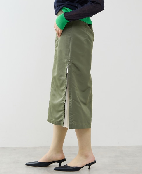 ≪撥水加工≫ミリタリーデザインサイドプリーツスカート 詳細画像 カーキ 4