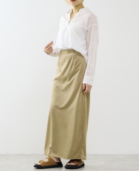 ウエストゴムIラインスカート 詳細画像 ベージュ 5