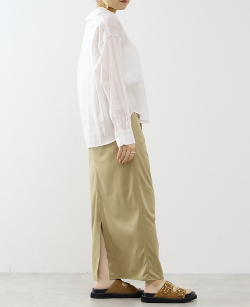 ウエストゴムIラインスカート 詳細画像 ベージュ 7