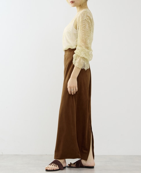 ウエストゴムIラインスカート 詳細画像 ブラウン 5