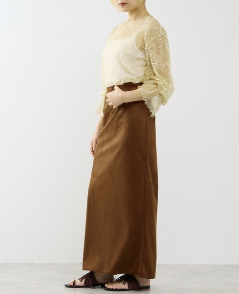 ウエストゴムIラインスカート 詳細画像 ブラウン 6
