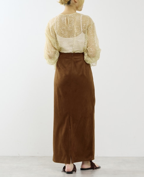 ウエストゴムIラインスカート 詳細画像 ブラウン 7