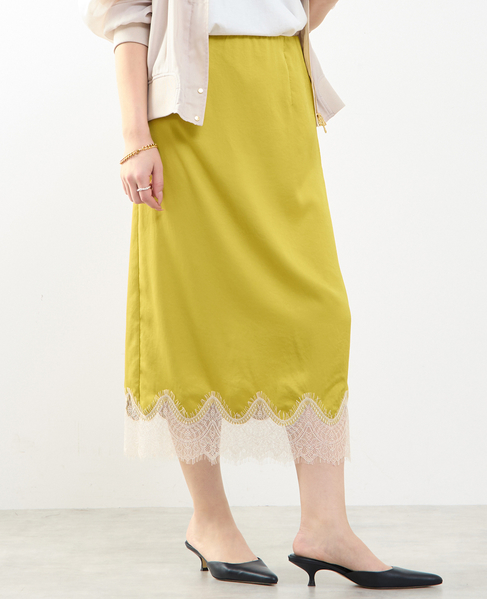 裾レースギャザースカート 詳細画像 イエロー 1