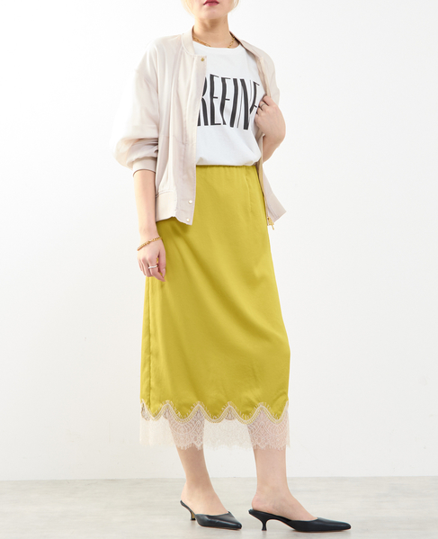 裾レースギャザースカート 詳細画像 イエロー 4