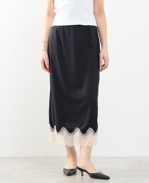裾レースギャザースカート 詳細画像 ブラック 1