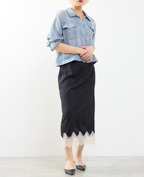 裾レースギャザースカート 詳細画像 ブラック 6