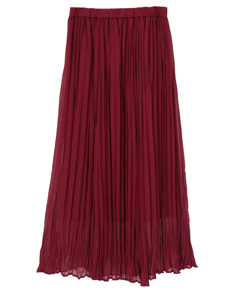 【A_/エース】ウエストゴムワッシャープリーツスカート 詳細画像 ボルドー 1