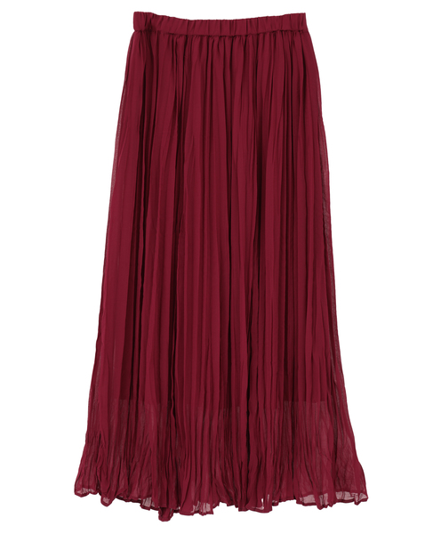 【A_/エース】ウエストゴムワッシャープリーツスカート 詳細画像 ボルドー 2