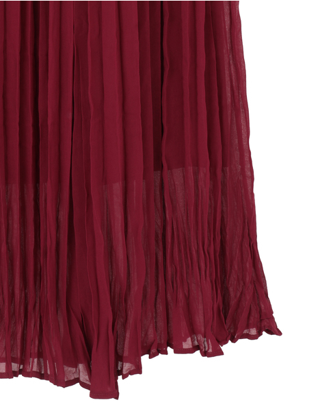 【A_/エース】ウエストゴムワッシャープリーツスカート 詳細画像 ボルドー 4