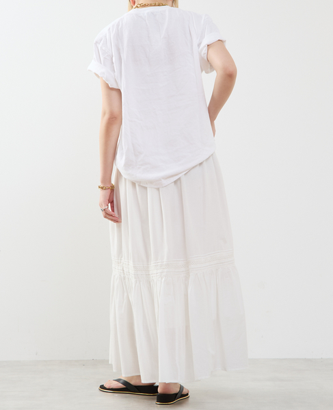 コットンボイル フレアティアードスカート 詳細画像 ホワイト 10