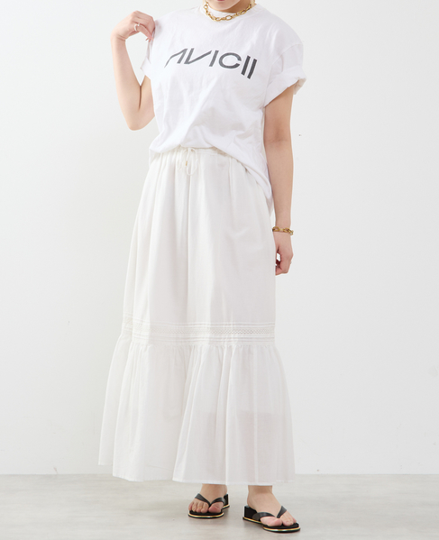 コットンボイル フレアティアードスカート 詳細画像 ホワイト 5