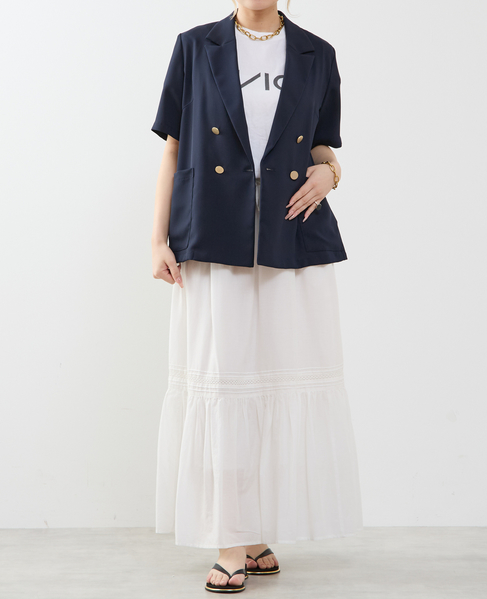 コットンボイル フレアティアードスカート 詳細画像 ホワイト 6