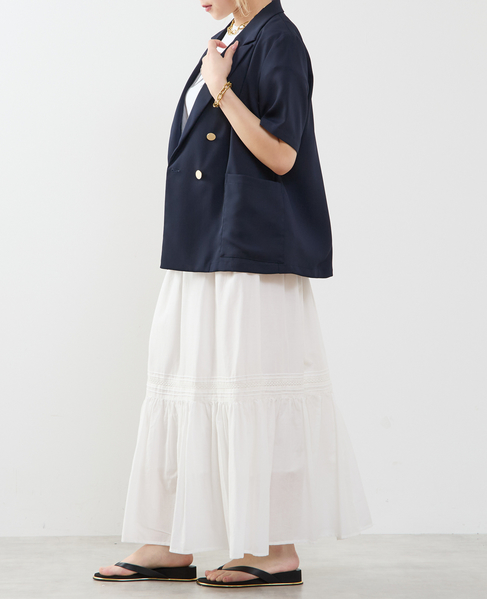 コットンボイル フレアティアードスカート 詳細画像 ホワイト 7