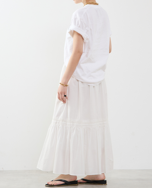 コットンボイル フレアティアードスカート 詳細画像 ホワイト 9