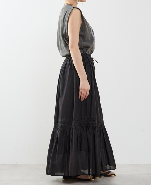 コットンボイル フレアティアードスカート 詳細画像 ブラック 6