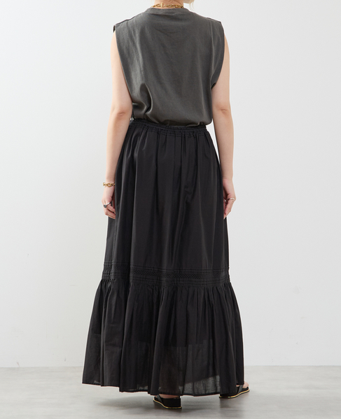 コットンボイル フレアティアードスカート 詳細画像 ブラック 8