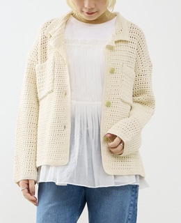 クロシェ風ニットカーディガン