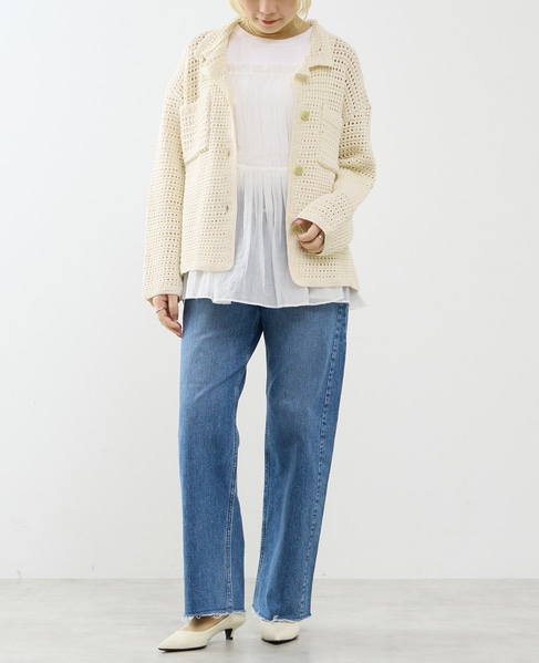 クロシェ風ニットカーディガン 詳細画像 オフホワイト 4