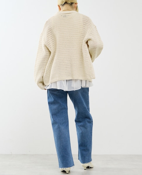 クロシェ風ニットカーディガン 詳細画像 オフホワイト 5