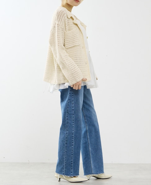 クロシェ風ニットカーディガン 詳細画像 オフホワイト 6