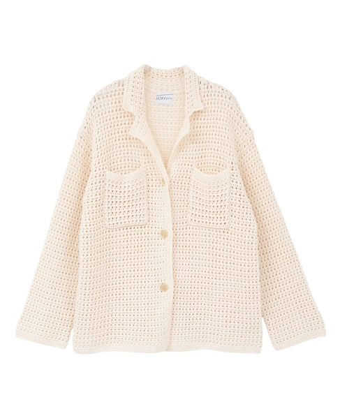 クロシェ風ニットカーディガン 詳細画像 オフホワイト 9