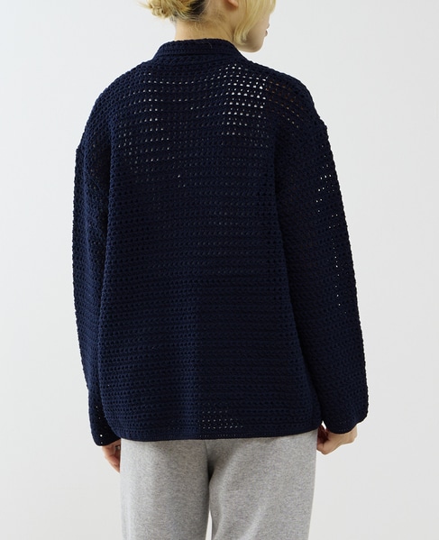 クロシェ風ニットカーディガン 詳細画像 ネイビー 3