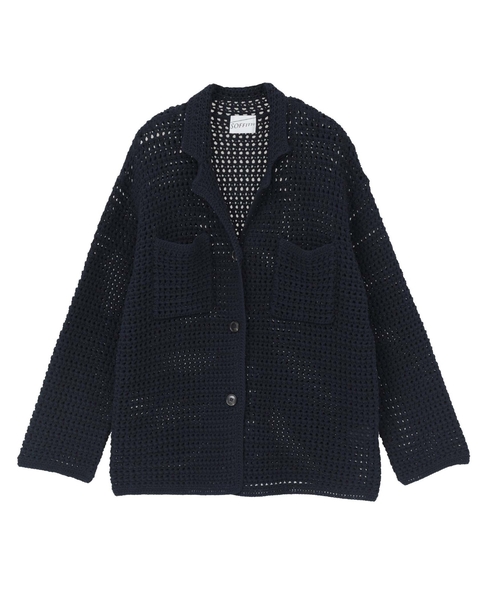 クロシェ風ニットカーディガン 詳細画像 ネイビー 8