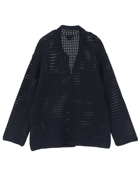クロシェ風ニットカーディガン 詳細画像 ネイビー 9