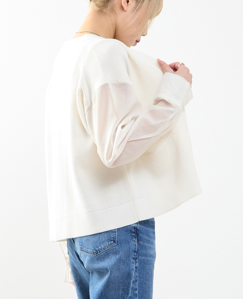 袖布帛ニットカーディガン 詳細画像 オフホワイト 2