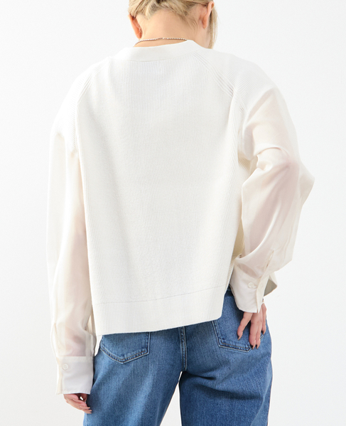 袖布帛ニットカーディガン 詳細画像 オフホワイト 3