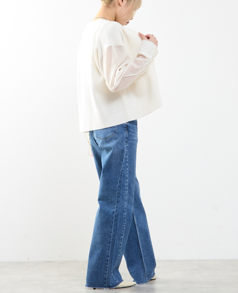 袖布帛ニットカーディガン 詳細画像 オフホワイト 5