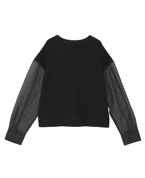 袖布帛ニットカーディガン 詳細画像 ブラック 10