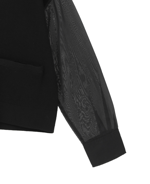 袖布帛ニットカーディガン 詳細画像 ブラック 12