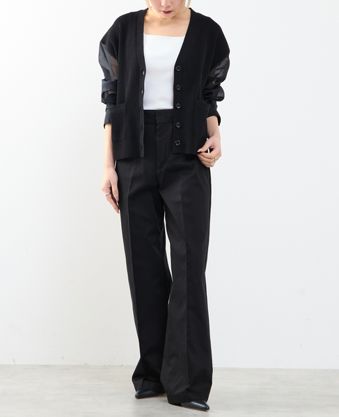 袖布帛ニットカーディガン 詳細画像 ブラック 4