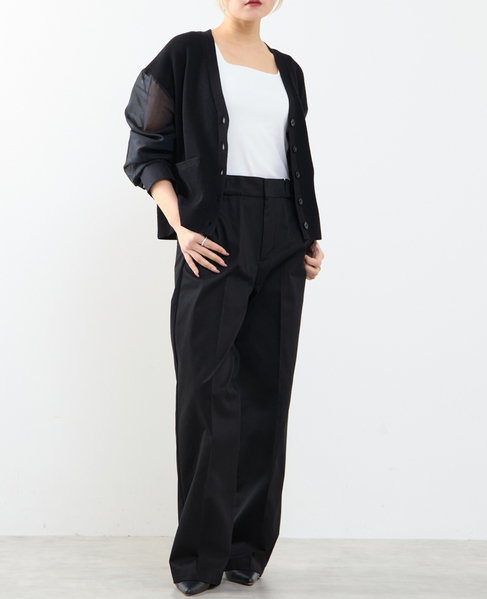 袖布帛ニットカーディガン 詳細画像 ブラック 5